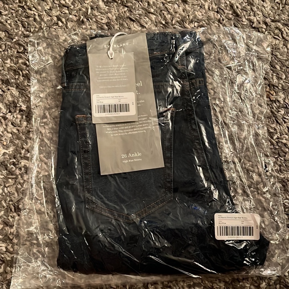 NWT Everlane - The Authentic Stretch High-Rise Skinny in Mid Blue Size 26